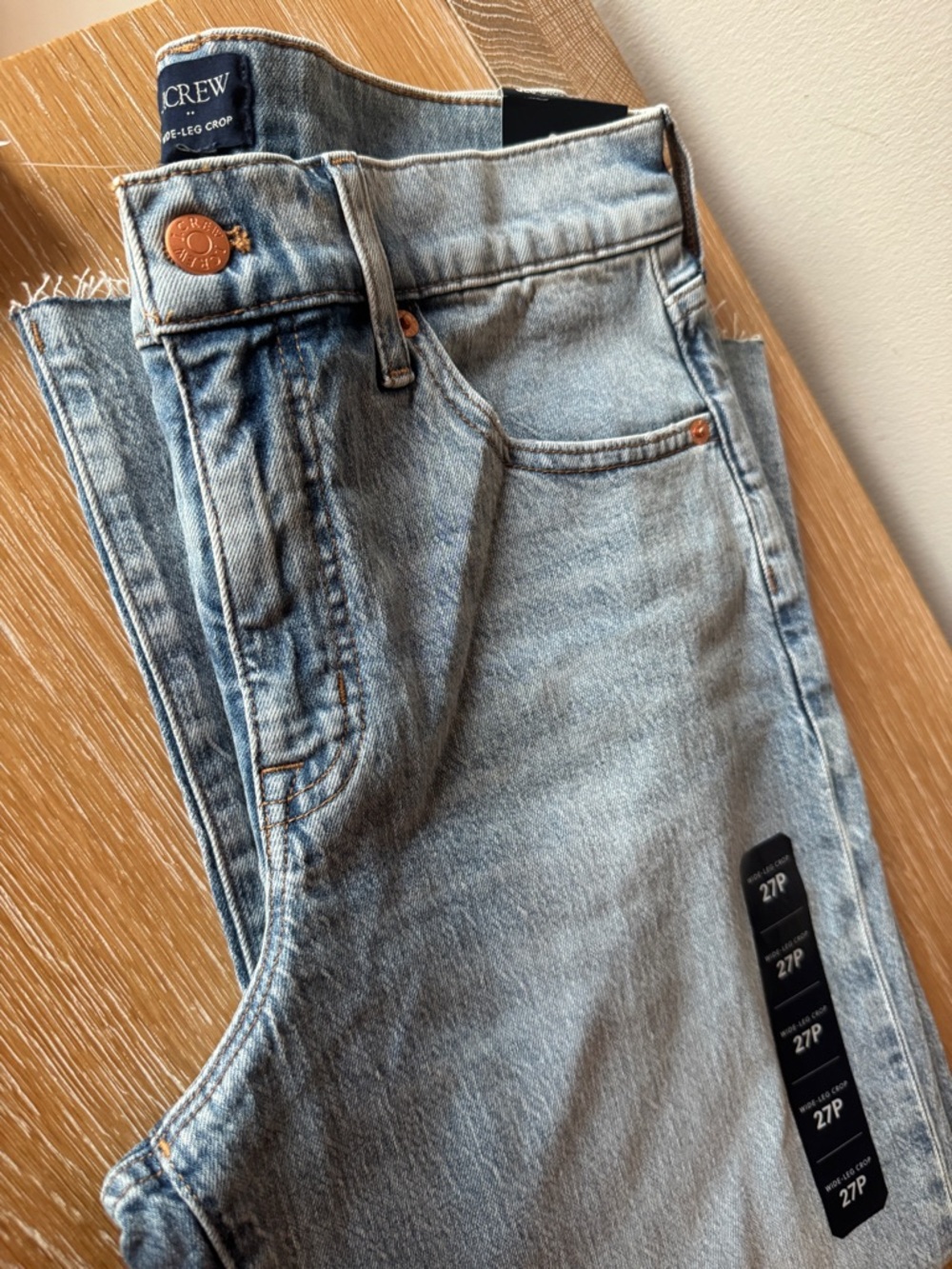 NWT! J. CREW FACTORY Petite wide-leg cropped jean in all-day stretch Size 27P - Picture 8 of 16